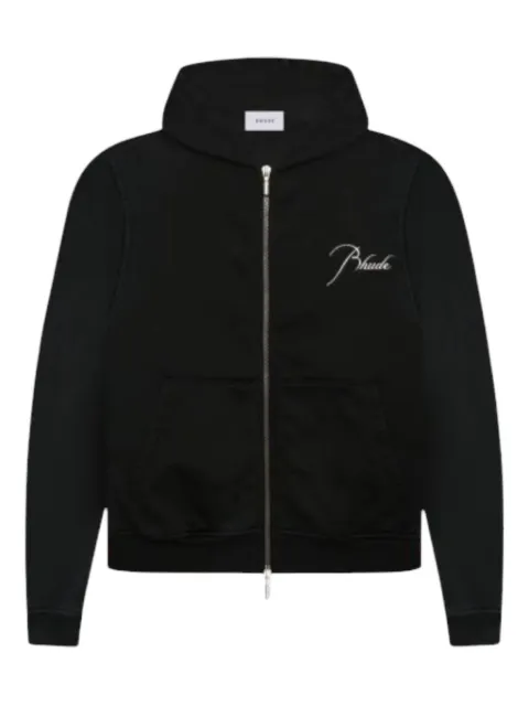 RHUDE logo-embroidered zip-up hoodie Black RHPF23HO07150003