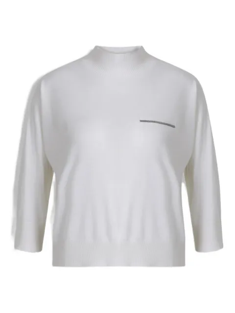 Peserico ribbed-hem embellished sweater White A99290F18K0928209282