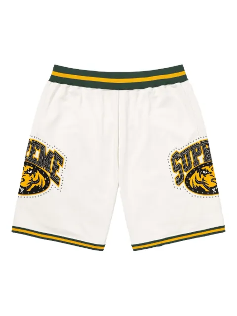 Supreme tiger-logo studded basketball shorts White SU25634