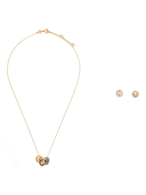 Tory Burch icon pavé necklace and earring set Gold 177663