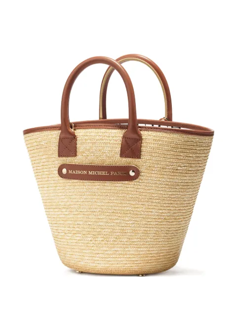 Maison Michel leather-handle straw tote bag Neutrals 5002001002