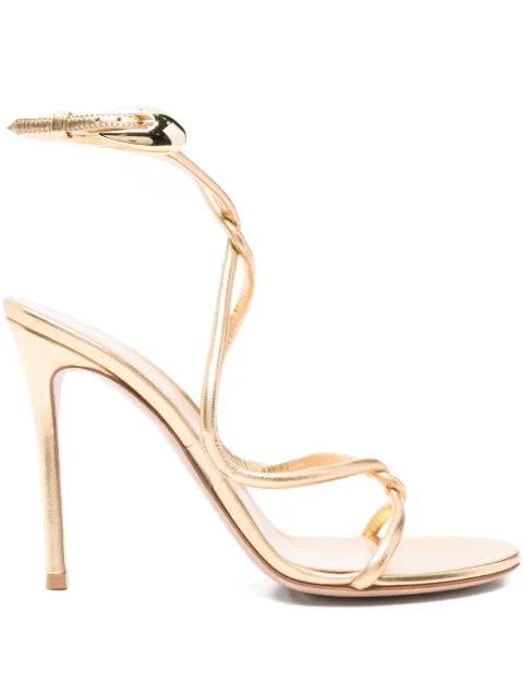 Gianvito Rossi 105mm Jungle Mamba strappy leather sandals Gold G3253315RICNIG