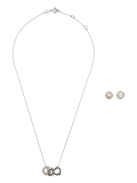 Tory Burch Icon crystal-embellished necklace and earring set Silver 177663