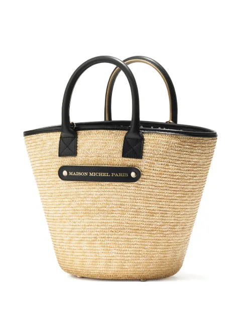 Maison Michel Brittany straw leather-trimmed tote bag Neutrals 5002001001