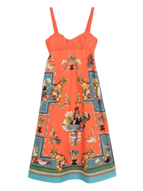 ALEMAIS fruit-print smocked dress Orange 5602D