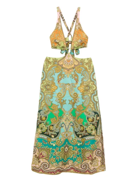 ALEMAIS paisley-print cut-out dress Green 5668D