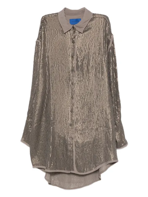 Mes Demoiselles sequin-embellished long-sleeve shirt Brown MAEVA