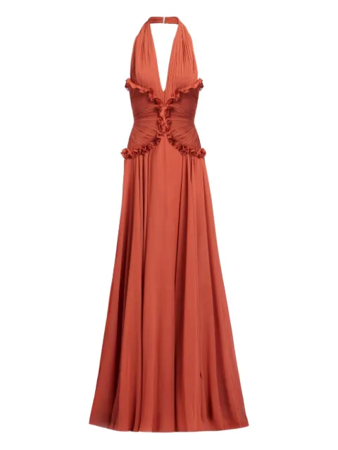 Elie Saab silk v-neck maxi dress Orange D0842NP25SI001