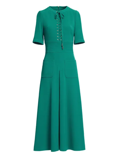 Elie Saab Cady lace-up midi dress Green D0767NP25CD017