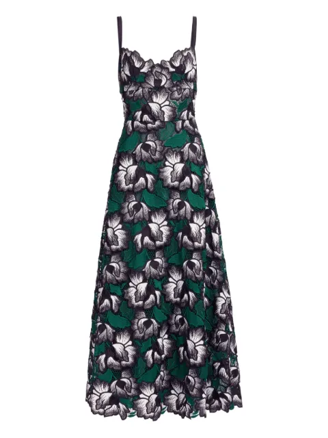 Elie Saab macramé floral midi dress Green D0775NP25MC008