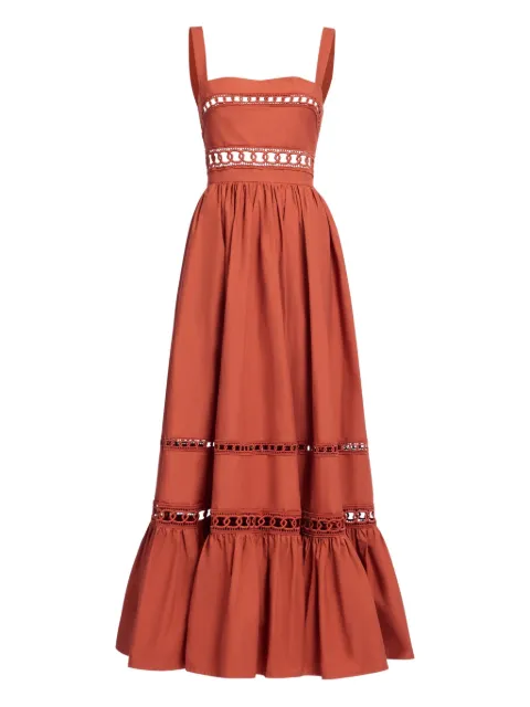 Elie Saab trim-embellished cotton midi dress Orange D0742NP25PO015