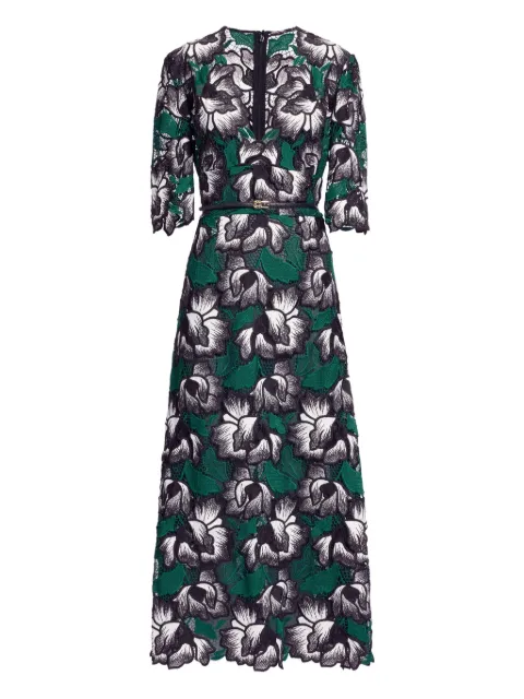 Elie Saab macramé floral midi dress Green D0776NP25MC008