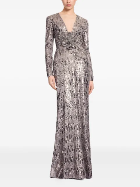 Elie Saab sequin-embellished v-neck maxi dress Grey D0852NP25PA009
