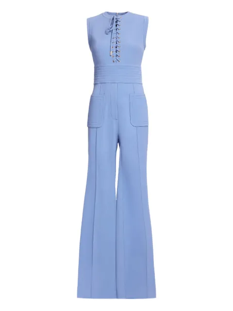 Elie Saab lace-up round-neck jumpsuit Blue JU099NP25CD017