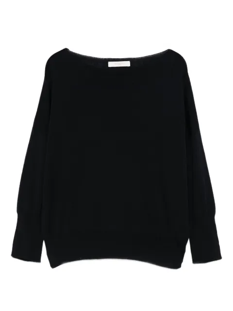 Incotex boat-neck three-quarter sleeve sweater Black 850138ZM696