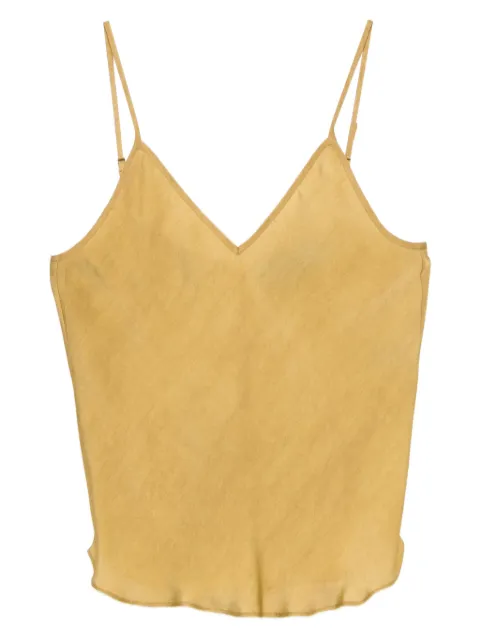 Mes Demoiselles V-neck silk top Yellow SELINE