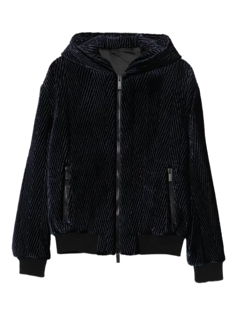Giorgio Armani herringbone-pattern hooded jacket Blue GM002001TE16805