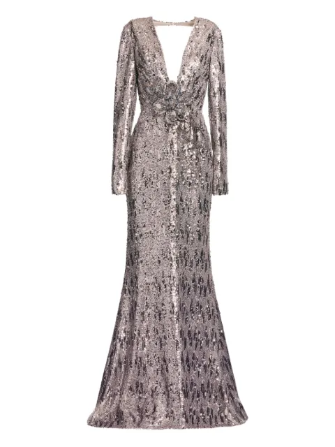 Elie Saab sequin-embellished open-back maxi dress Grey D0289NP25PA009