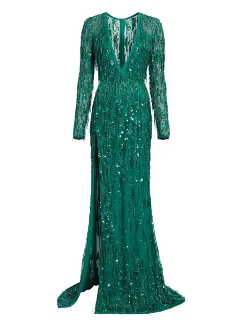 Elie Saab bead-embellished maxi dress Green D0827NP25BE039