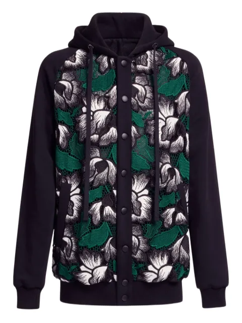 Elie Saab long-sleeve macramé hoodie Black J0144NP25MC008