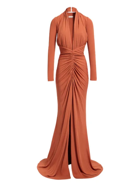 Elie Saab criss-cross long-sleeve maxi dress Orange D0781NP25JF003