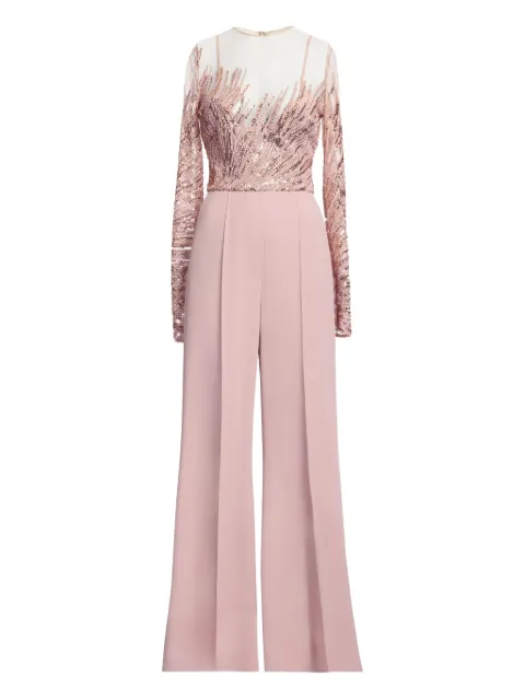 Elie Saab sequin-embellished tulle embroidered jumpsuit Pink JU103NP25YA043