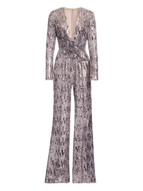 Elie Saab V-neck sequinned jumpsuit Grey JU040NP25PA009