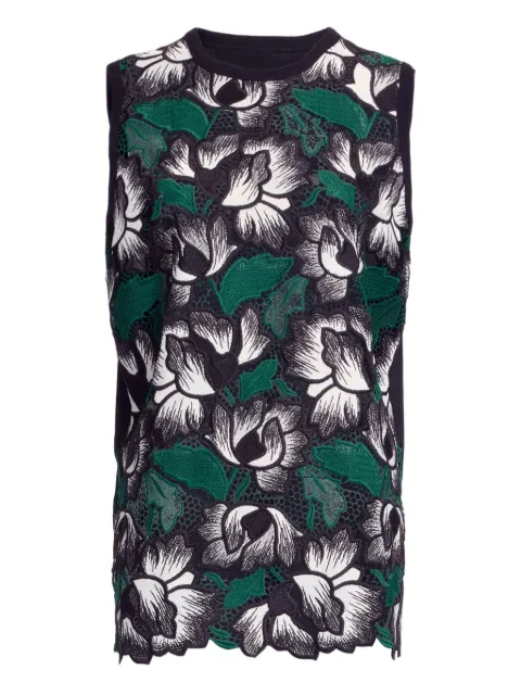 Elie Saab floral macramé top Black TO203NP25MC008