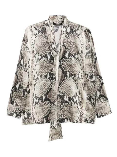 Roberto Cavalli snakeskin-print tie-neck blouse Neutrals VWT712TYQ75