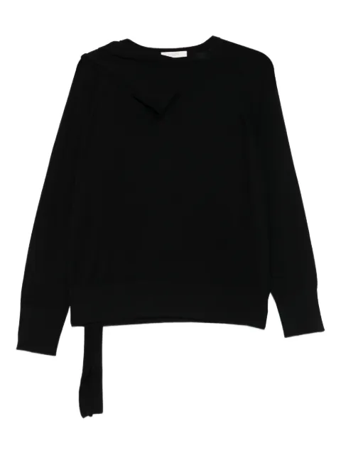 Incotex asymmetric-neckline side-slit sweater Black 853286ZM696