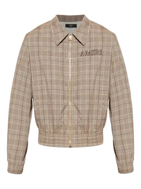 AMIRI check-pattern embroidered-logo jacket Brown AMOUBN1100