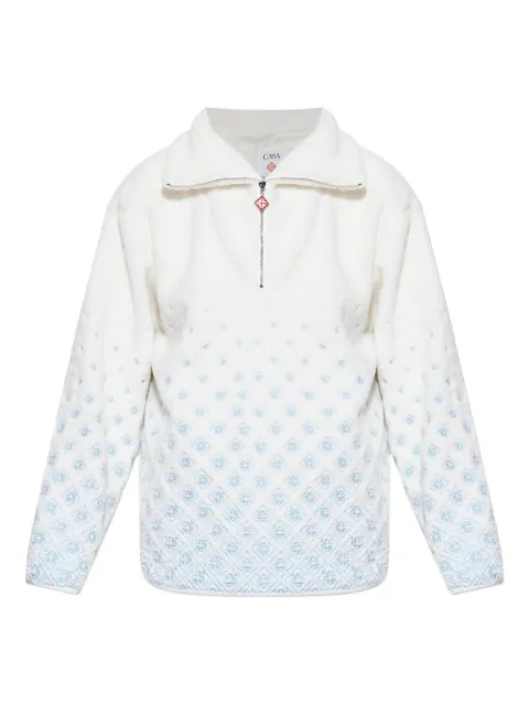 Casablanca logo-embroidered fleece jacket White MAW25JK45201