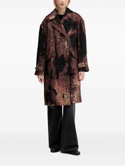 Desigual abstract-pattern double-breasted coat Black 25WWEW05