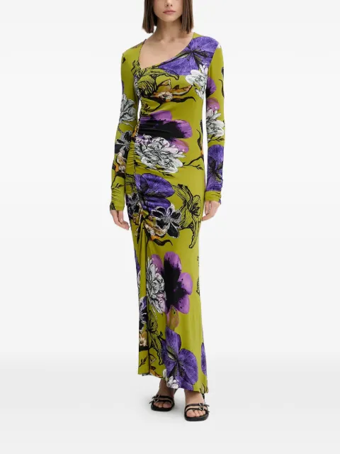Desigual floral gathered maxi dress Green 25WWVK37