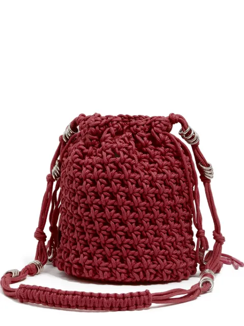 BIMBA Y LOLA crochet drawstring bucket bag Red 252BBXJ4C10220