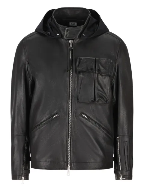 C.P. Company goggle-detail leather jacket Black 19CMOW297A110457L999
