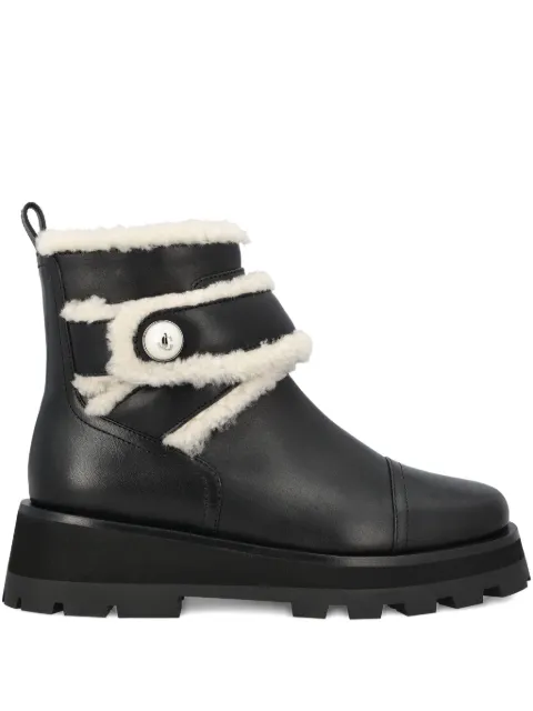 Jimmy Choo Meena shearling-trimmed boots Black MEENAFLATEWD