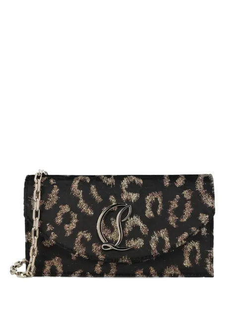 Christian Louboutin leopard-print chain clutch Black 32552878544