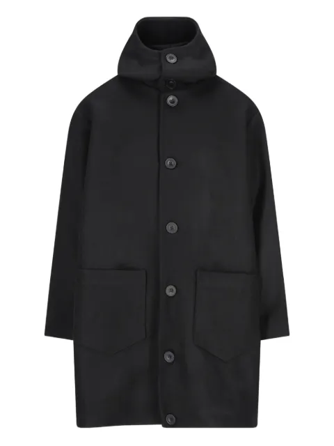 Cini patch-pocket hooded coat Black C396CSU610128