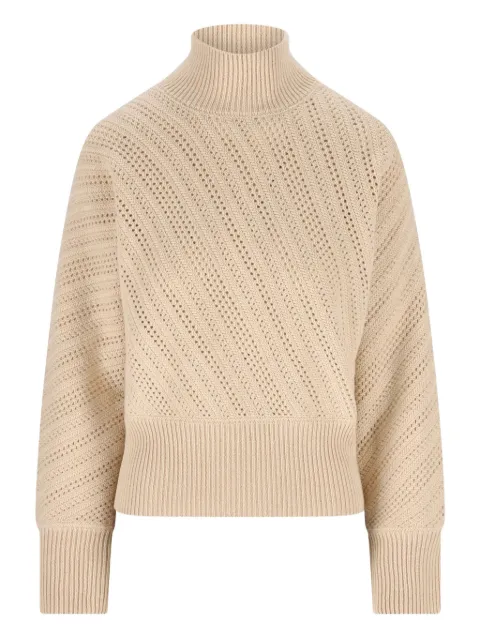FENDI high-neck honeycomb-knit turtleneck Neutrals FZXD65AYLR
