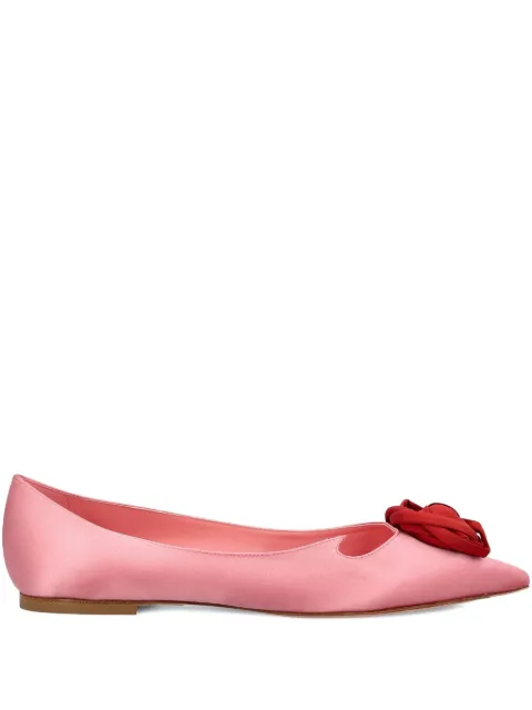 Roger Vivier rose-embellished pointed-toe flats Pink RVW50243560UVM1N59