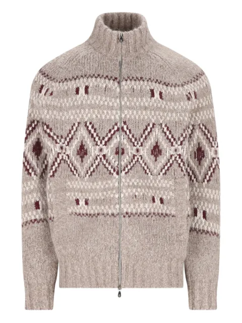 Brunello Cucinelli high-neck patterned cardigan Neutrals M2B301706CBZ19