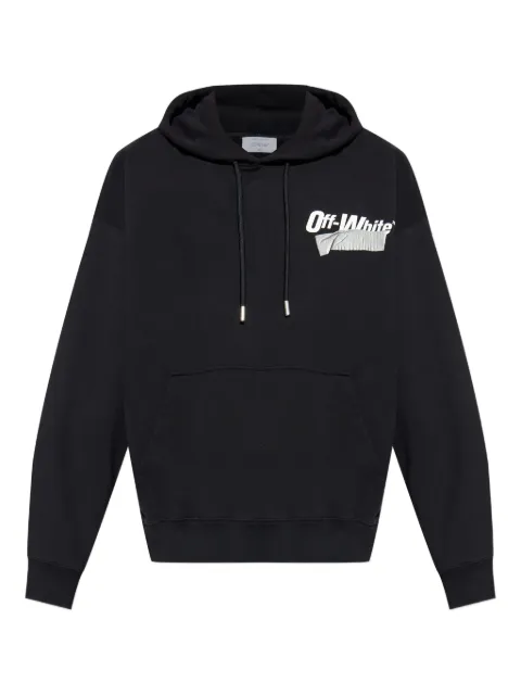 Off-White logo-detail cotton hoodie Black OMBB085F25FLE00Y1001