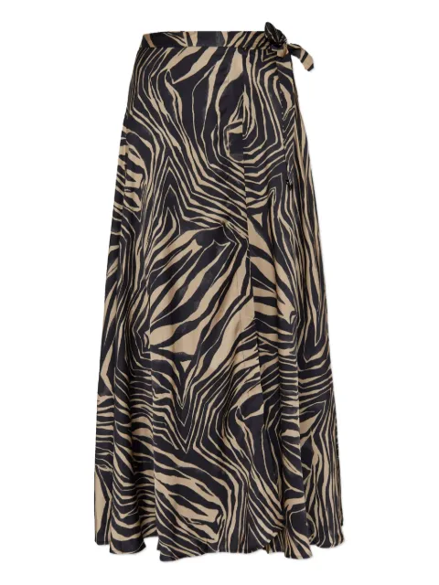 MUNTHE Lovella zebra-print wrap skirt Brown 253120625324