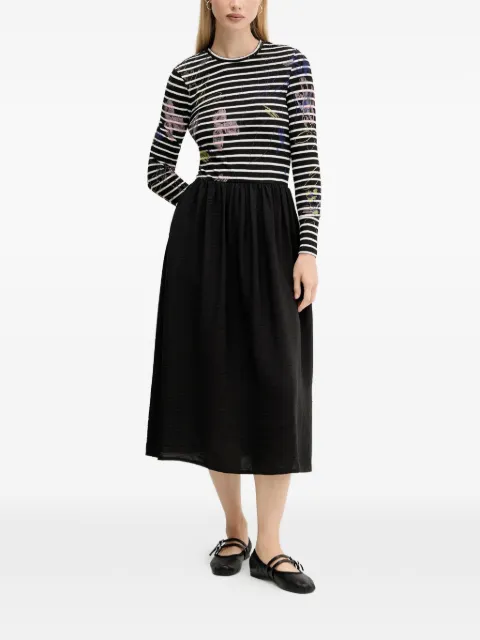 Desigual striped floral print midi dress Black 25WWVW15