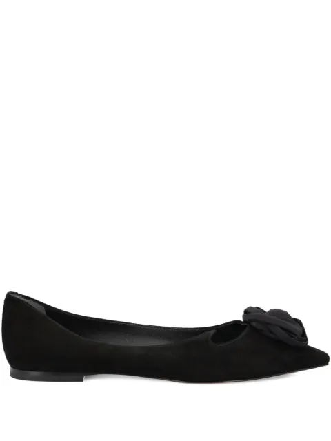 Roger Vivier rose-embellished pointed-toe ballet flats Black RVW50243560UVN