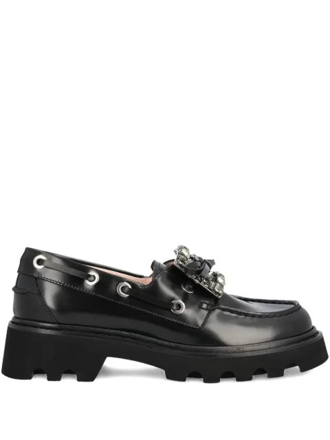 Roger Vivier crystal-embellished boat loafers Black RVW78443350TWRB999