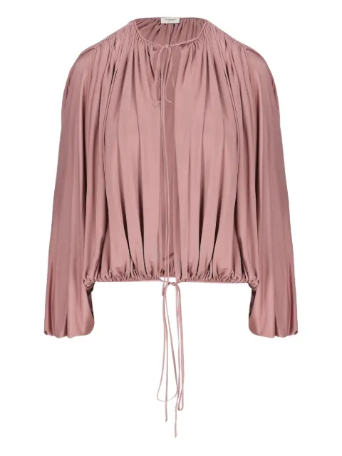 Saint Laurent drawstring gathered-shoulder blouse Pink 820917Y7F98