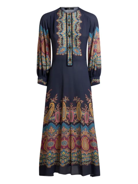 ETRO paisley-print button-front midi dress Blue WRHA043199SP4G8
