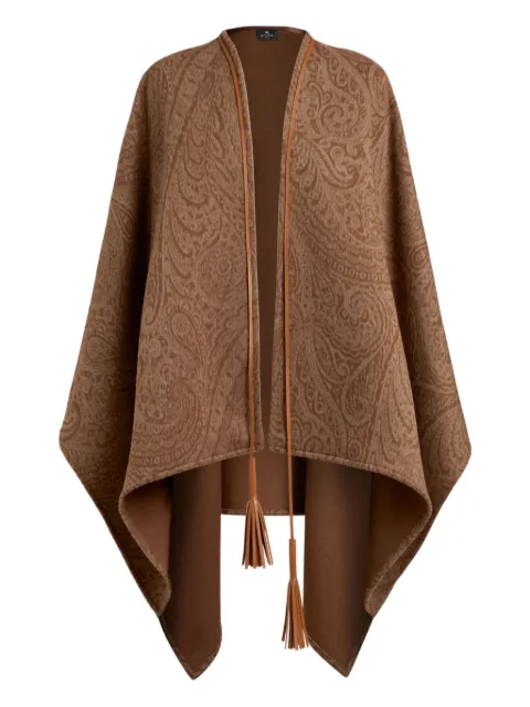 ETRO wool and cashmere jacquard cape Blue WRBD001299TJB37